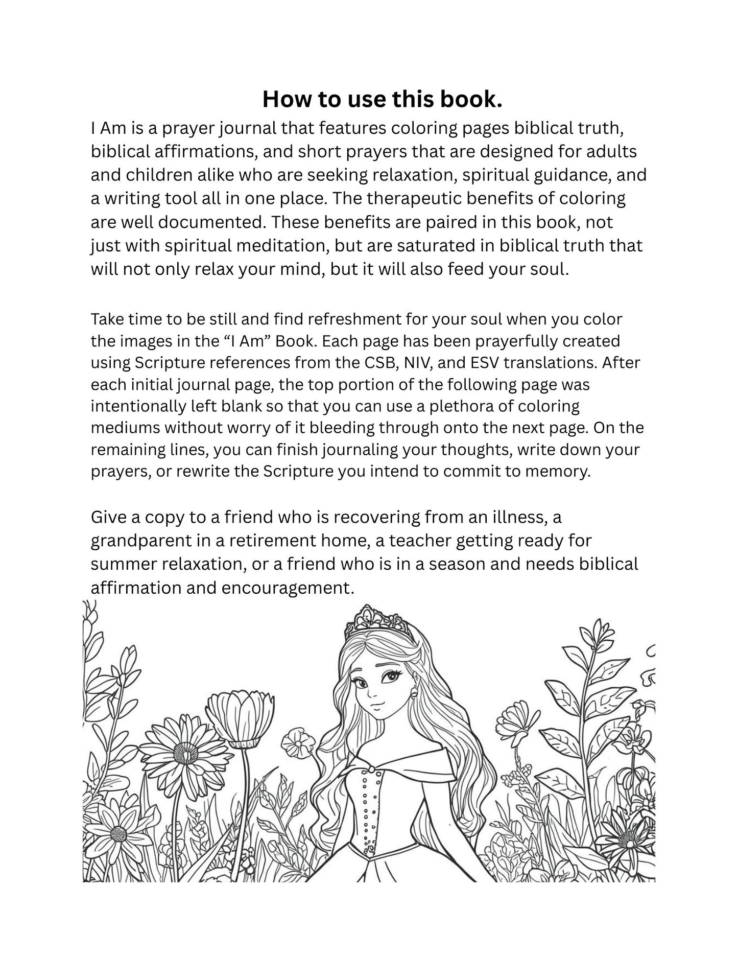 I AM Inspirational Coloring Prayer Journal
